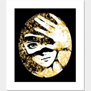 Punk Fashion Style Oval Gold Glowing Girl Posters and Art